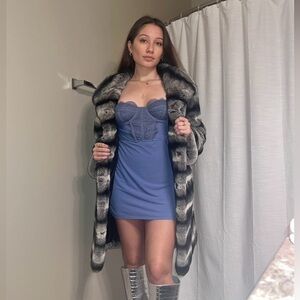 Rex Rabbit Fur Coat dyed to resemble Chinchilla